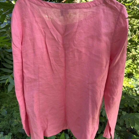Eileen Fisher Coral Linen Shirt - Picture 2 of 6